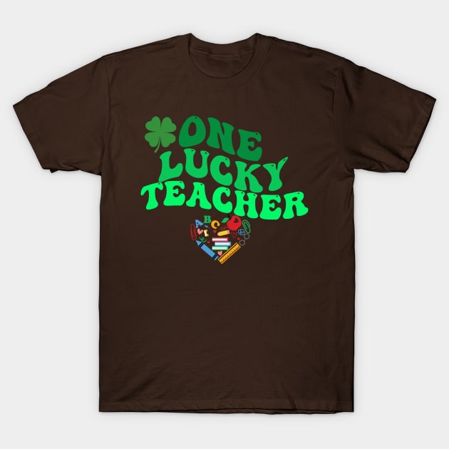 One Lucky Teacher , St Patrick's Day T-Shirt by Justin green